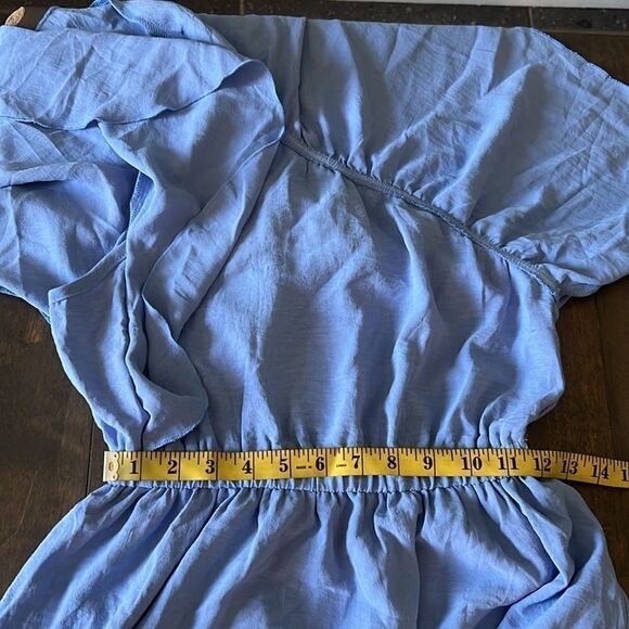 ZESICA ONE SHOULDER SLEEVELESS RUFFLE ASYMMETRICAL HIGH LOW Gown Wedding DRESS - Picture 11 of 14